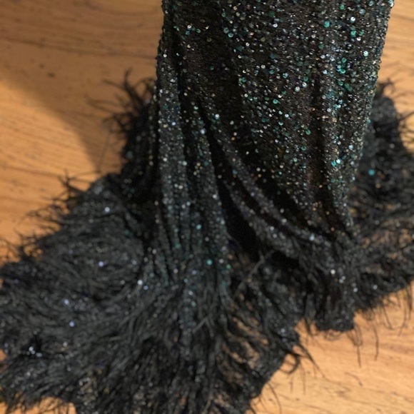 Haute Hippie Sequin Bead Feather Embellished Gown - Picture 13 of 16
